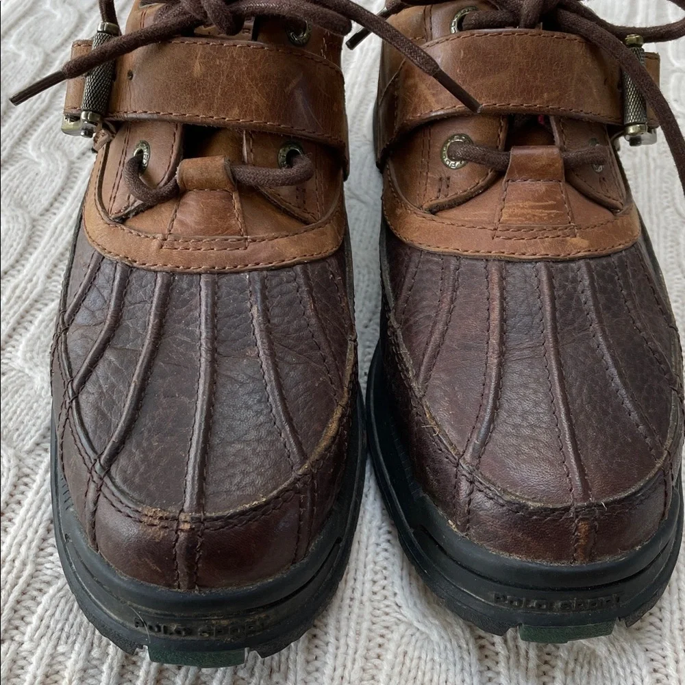 Ralph Lauren Polo Sport Dover III Duck Ankle Boots Two-Tone Brown Leather 7B